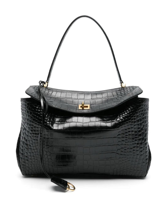 Sac à main en simili cuir avec détails métalliques dorée